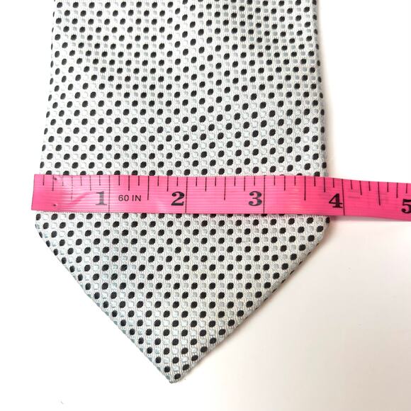 Giorgio Armani Mini Polka Dot 100% Silk Tie Made in Italy Light Blue & Brown - Picture 7 of 9
